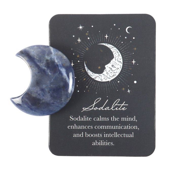 Pierre souvenir de lune en cristal de sodalite dans une boîte