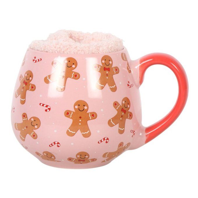 Ensemble tasse et chaussettes en pain d'épices