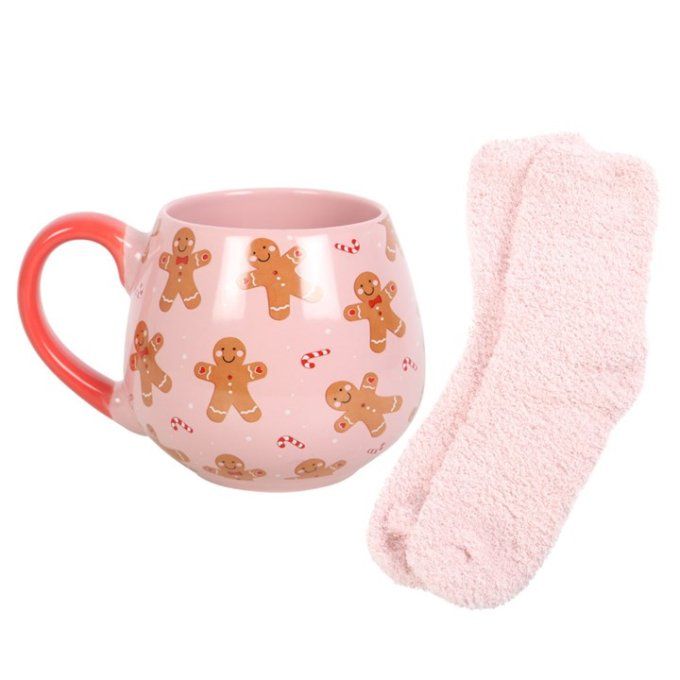 Ensemble tasse et chaussettes en pain d'épices
