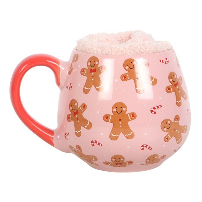Ensemble tasse et chaussettes en pain d'épices