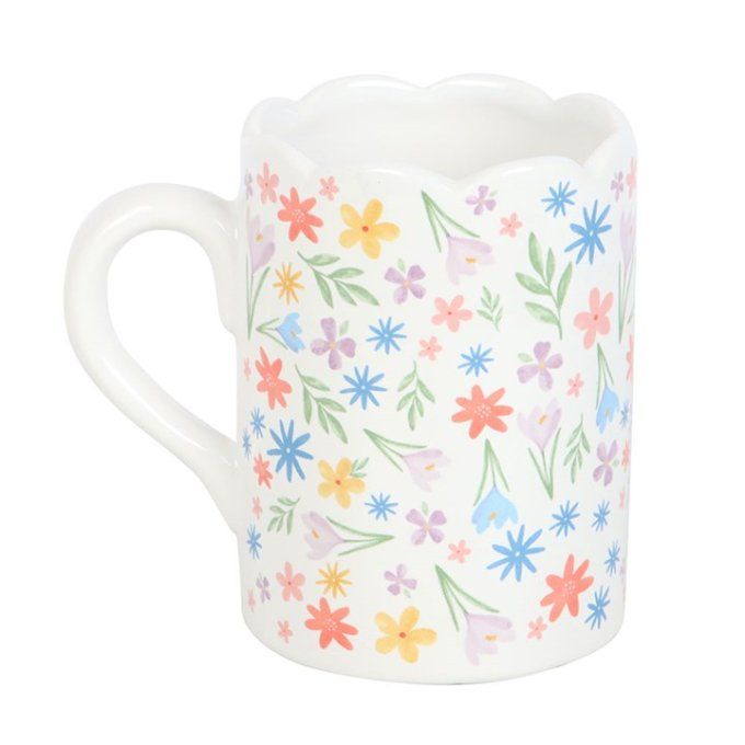 Mug festonné à imprimé floral printanier