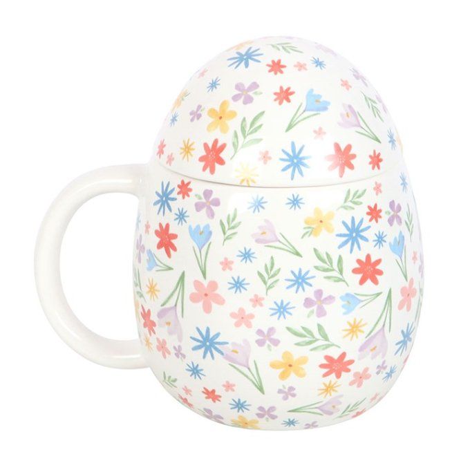 Mug œuf à motif floral printanier