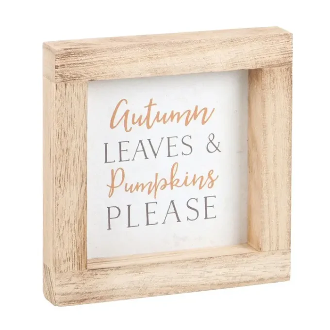 Panneau d'automne en bois Autumn Leaves & Pumpkins Please