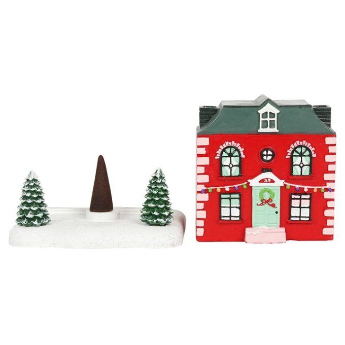 Brûleur d'encens en forme de maison de Noël