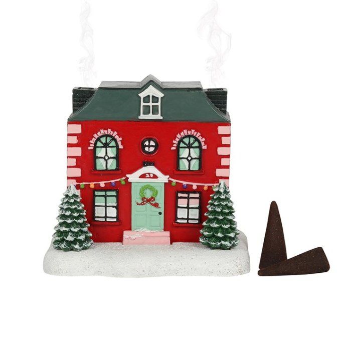 Brûleur d'encens en forme de maison de Noël
