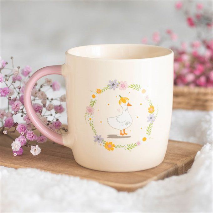 Mug à motif canard fleuri
