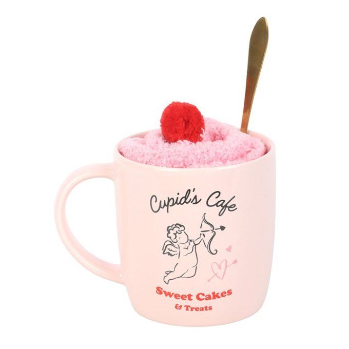 Ensemble tasse, cuillère et chaussettes Cupid's Cafe