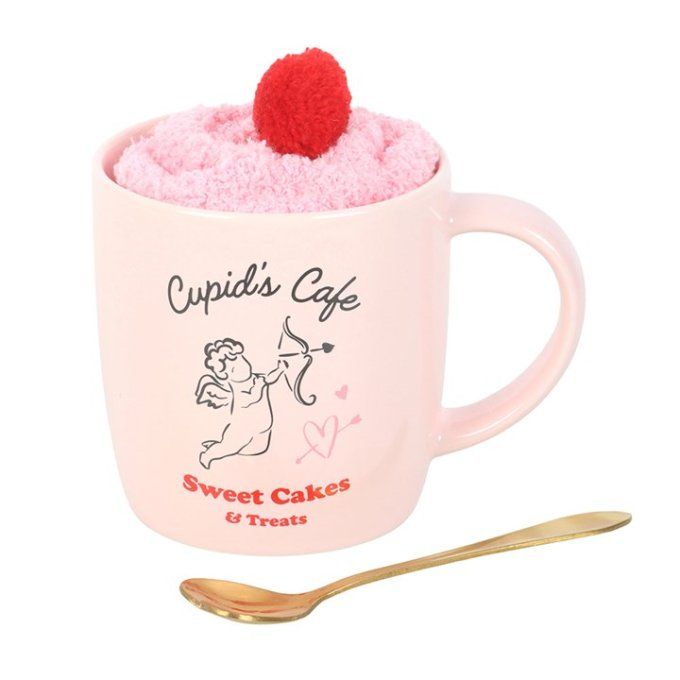 Ensemble tasse, cuillère et chaussettes Cupid's Cafe
