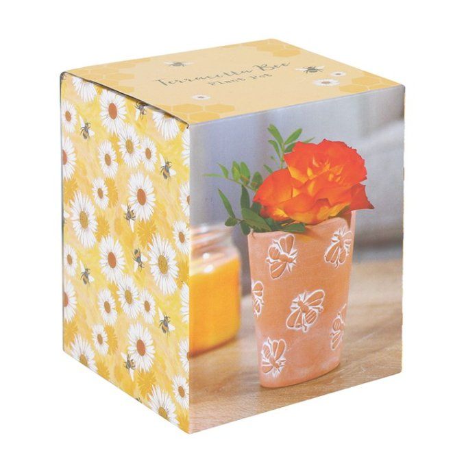 Pot de fleurs en terre cuite abeilles