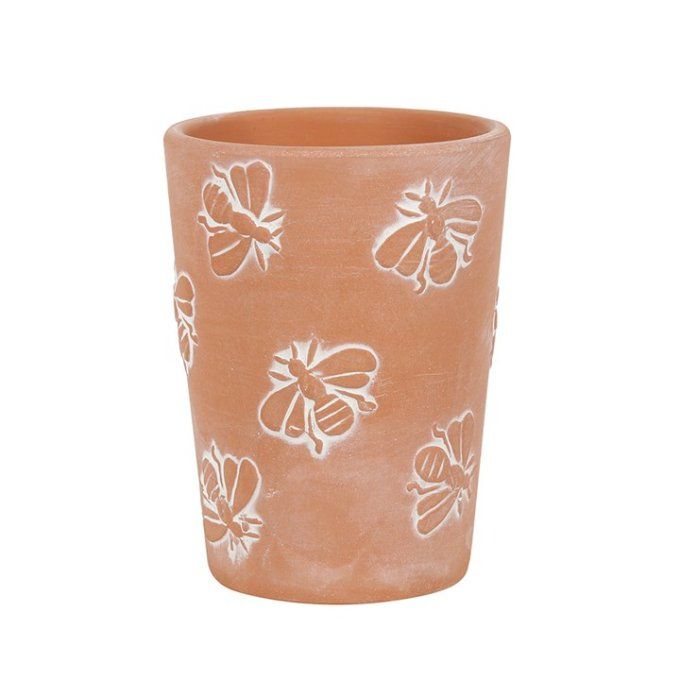 Pot de fleurs en terre cuite abeilles