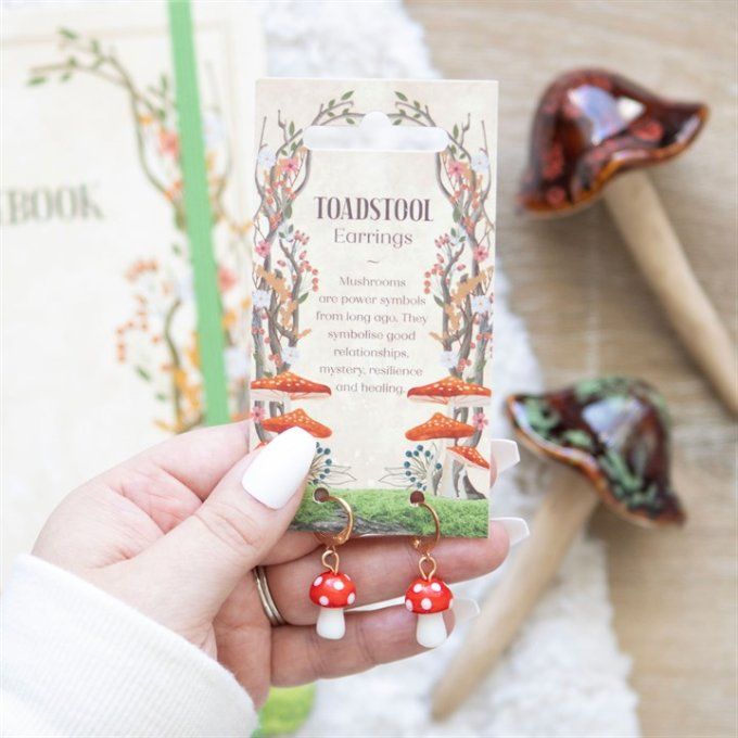 Boucles d'oreilles pendantes en forme de champignon