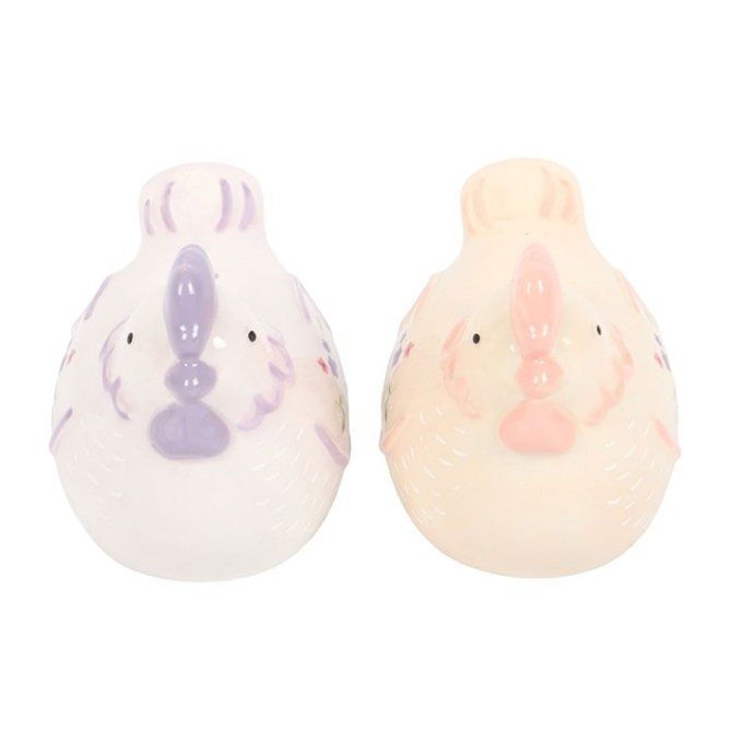 Salière et poivrière en forme de poule