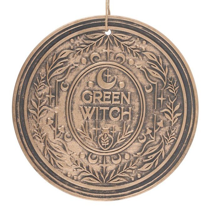 Plaque suspendue en terre cuite effet bronze Green Witch