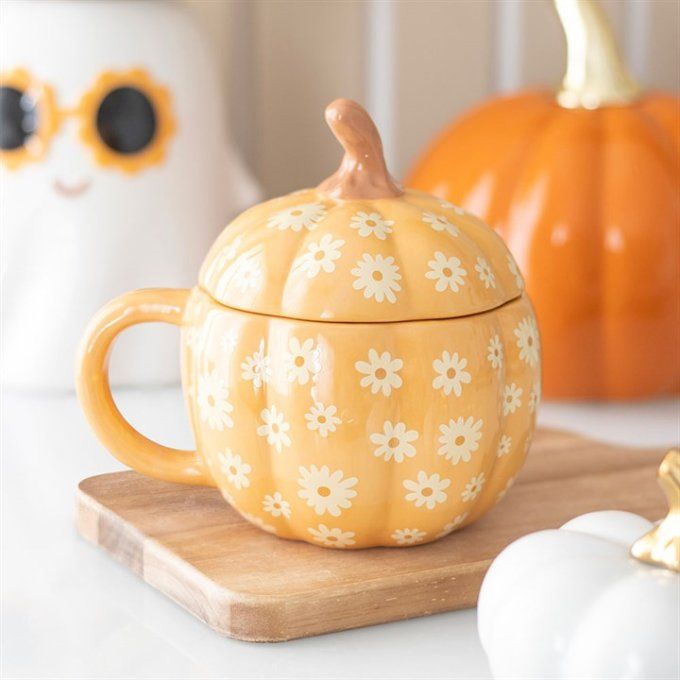Tasse floral en forme de citrouille