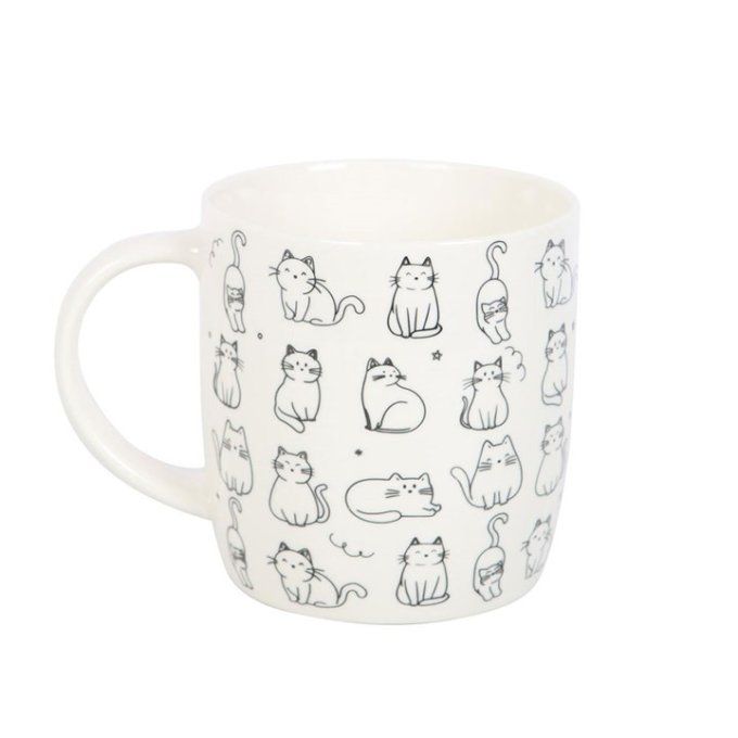 Tasse blanche à imprimé chat