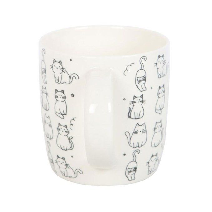 Tasse blanche à imprimé chat