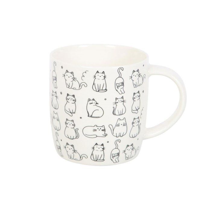 Tasse blanche à imprimé chat