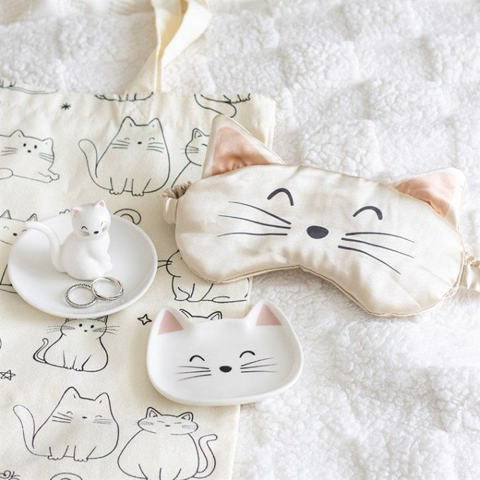 Masque pour les yeux motif chat blanc
