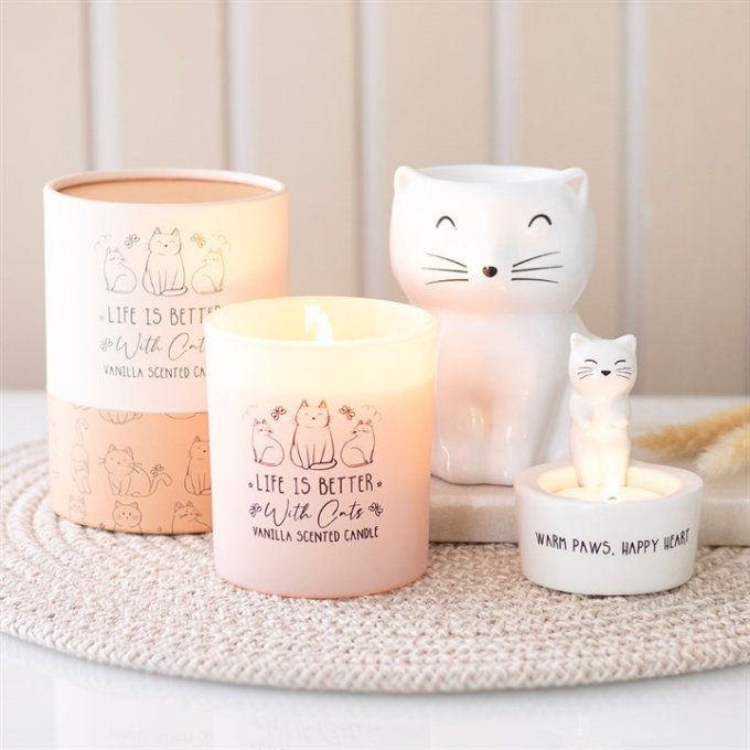 Bougie à la vanille « La vie est meilleure avec les chats »