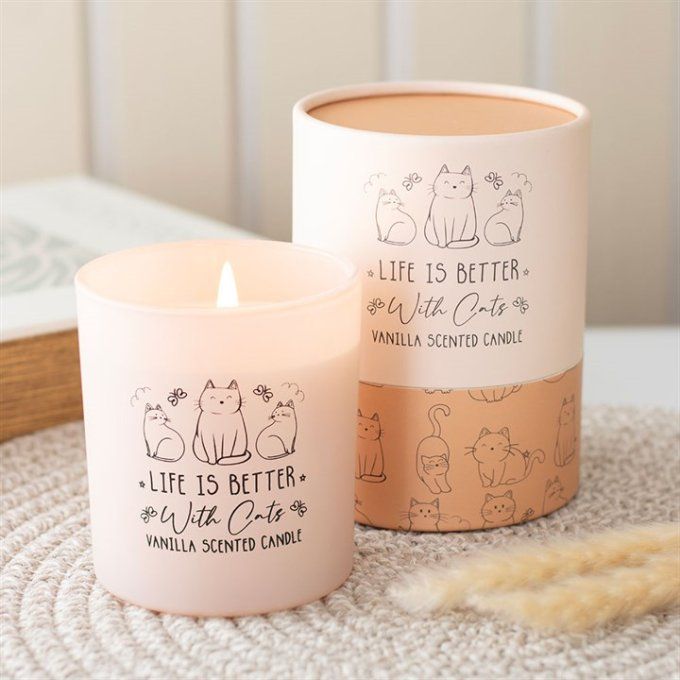 Bougie à la vanille « La vie est meilleure avec les chats »