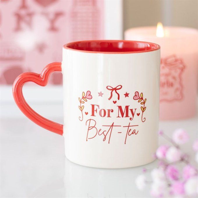 Mug « Pour mon meilleur thé » avec anse en forme de cœur