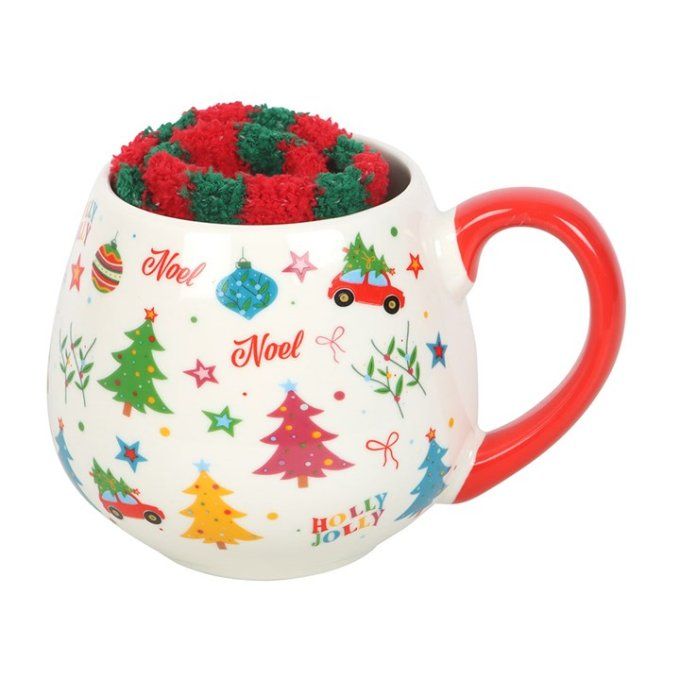 Ensemble tasse et chaussettes nostalgie de Noël
