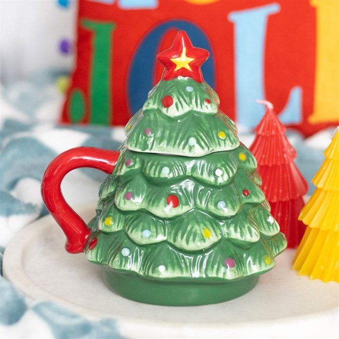Tasse nostalgique en forme de sapin de Noël