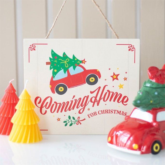 Panneau suspendu « Revenez à la maison pour Noël »