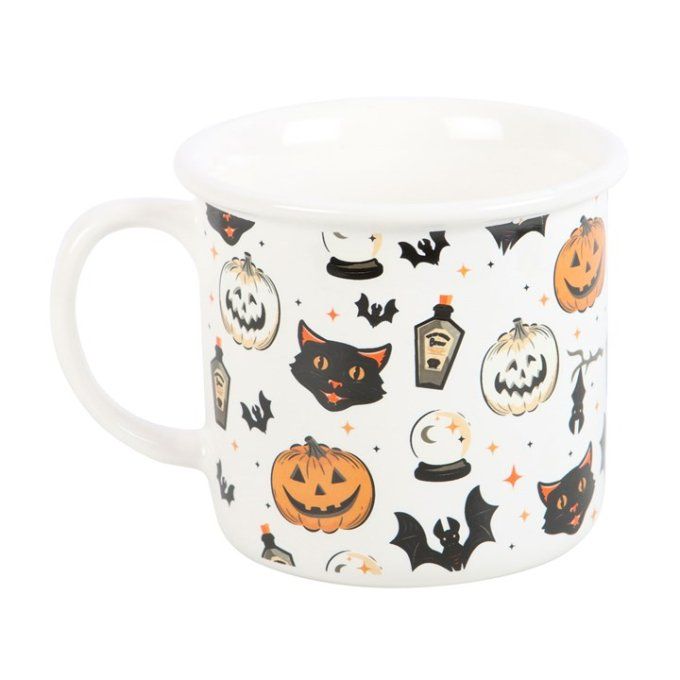 Tasse à imprimé chat et citrouille