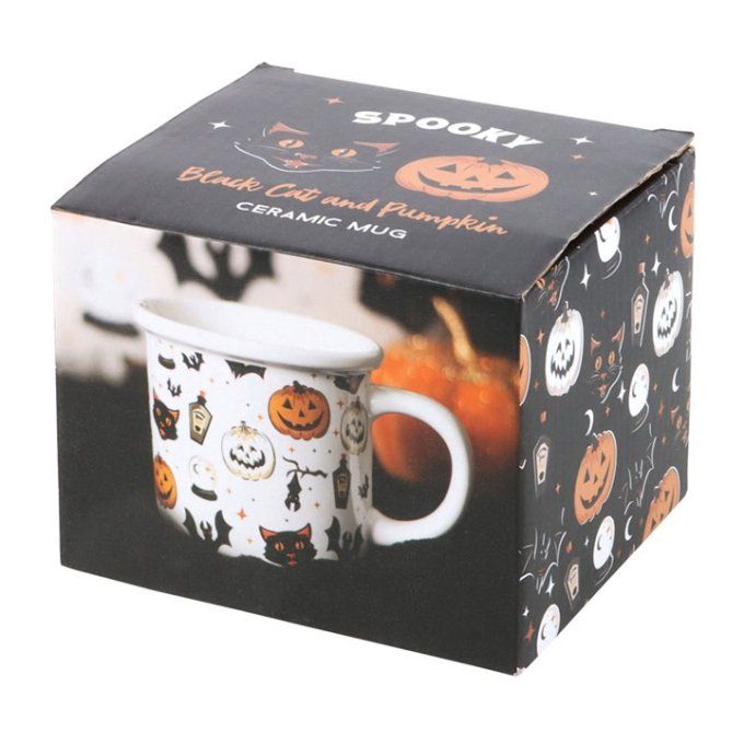 Tasse à imprimé chat et citrouille