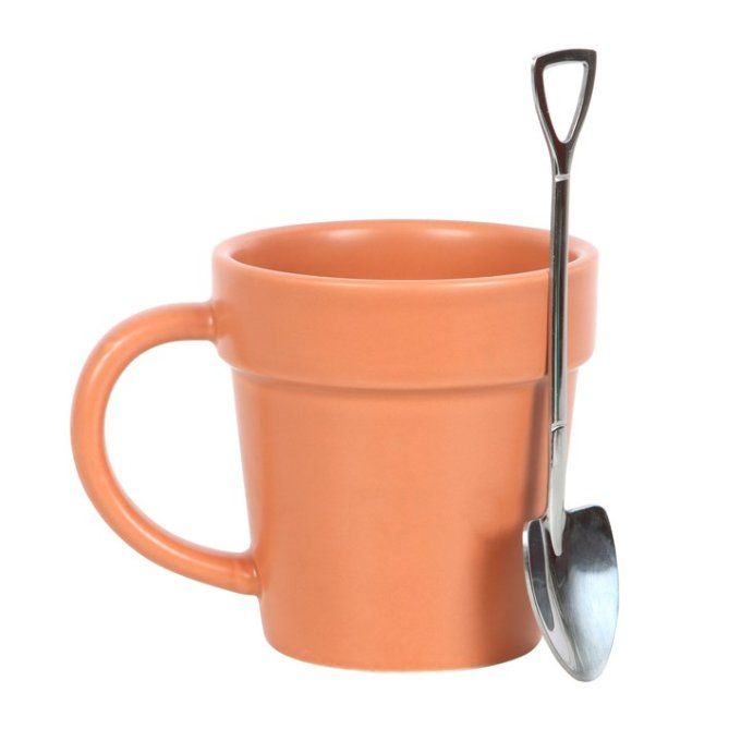 Tasse en céramique pot et cuillère pelle