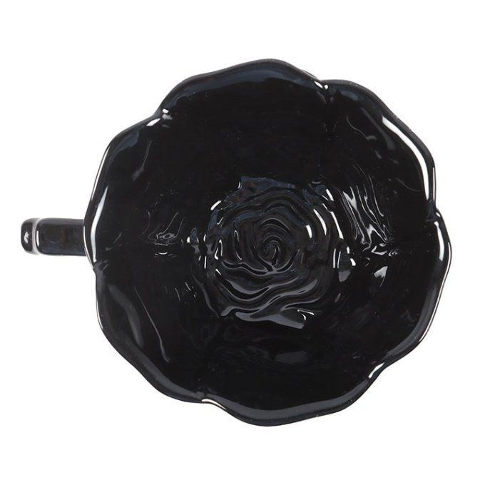 Tasse et soucoupe en forme de rose noire