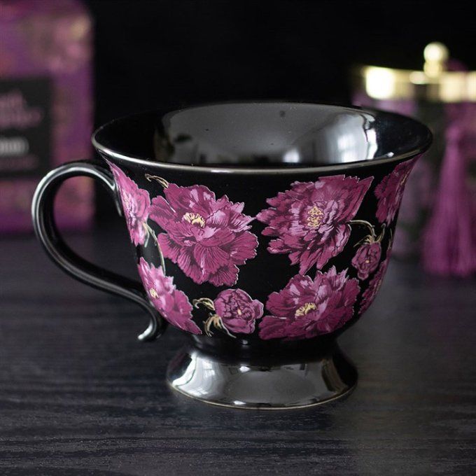 Tasse à thé à motif floral Dark Romance