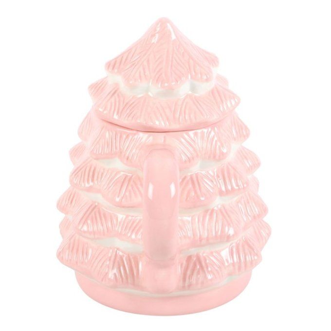 Tasse rose en forme de sapin de Noël