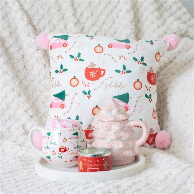 Tasse rose en forme de sapin de Noël