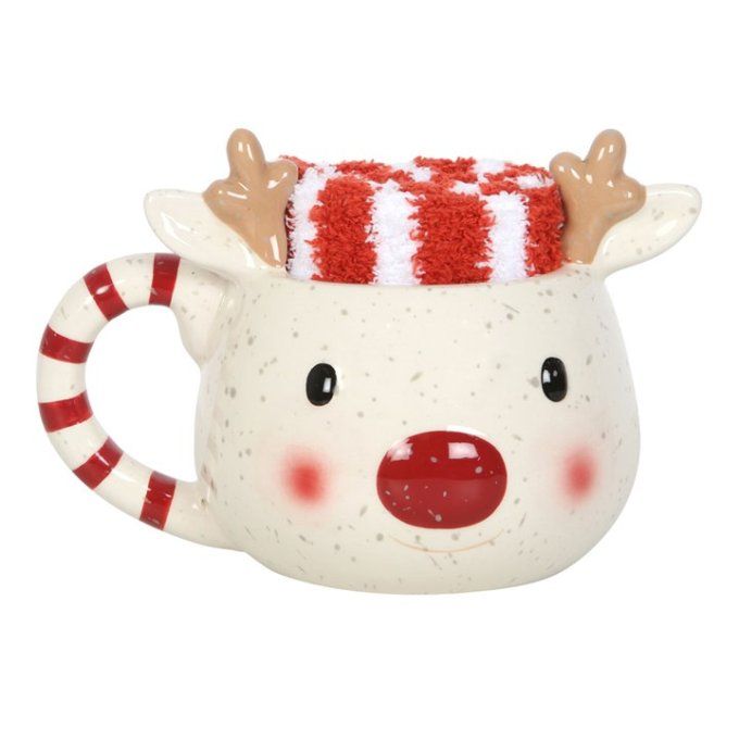 Ensemble tasse et chaussettes Rudolph le renne