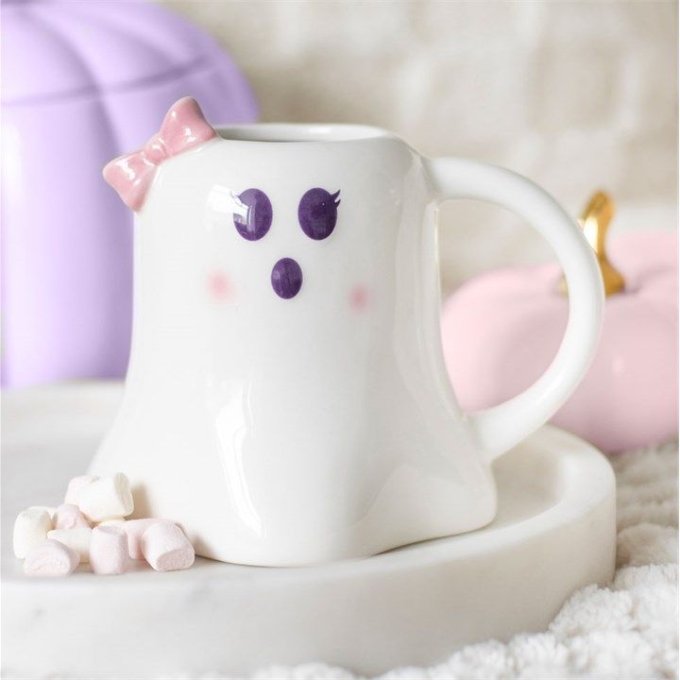 Mug en forme de fantôme Mrs Boo avec nœud 
