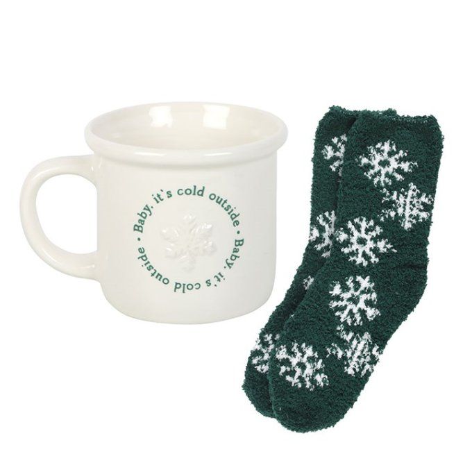 Ensemble tasse et chaussettes « Baby It's Cold Outside »