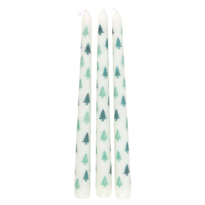 Lot de 3 bougies impression sapins
